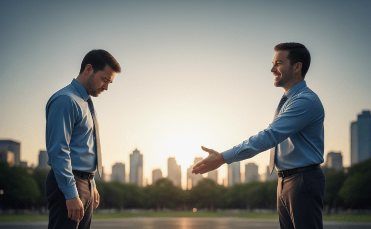 A man meeting his anxious self